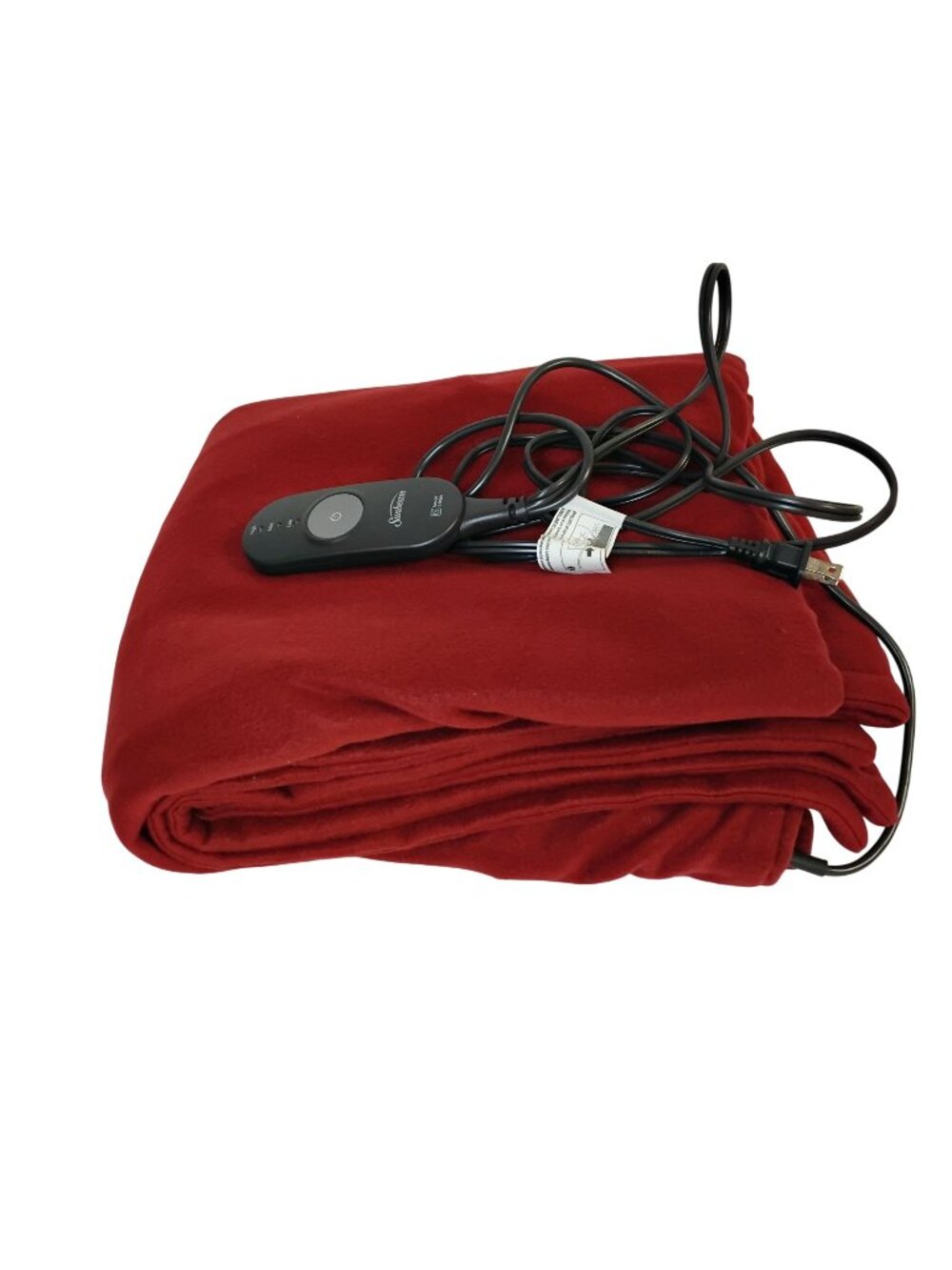 NEW- Sunbeam Holmes Electric Heated Throw Blanket Red With On Off Controller